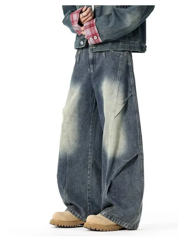 

Waed Jeans Men's Loose Trendy Folded Spring New Casual Pants Spring Autumn Seasonal Comfortable Breathable Wear Resistant D...