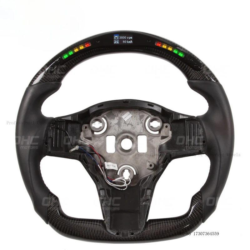Suitable for Tesla Model 3 Y LED carbon fiber steering wheel racing car modification