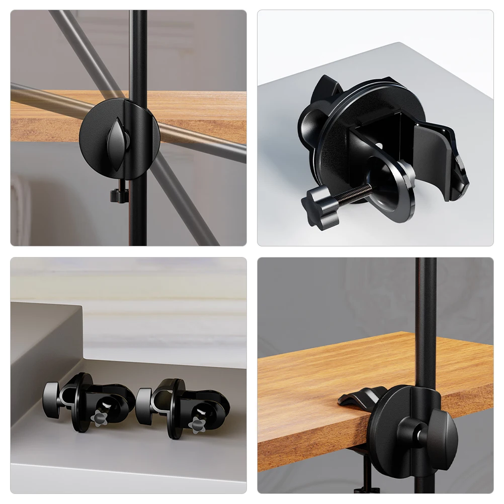 

19Mm Mic Arm Desk Mount Clips Solid Fine Workmanship 360 Degree Rotation for Stage Performances Live Music Mic Clips