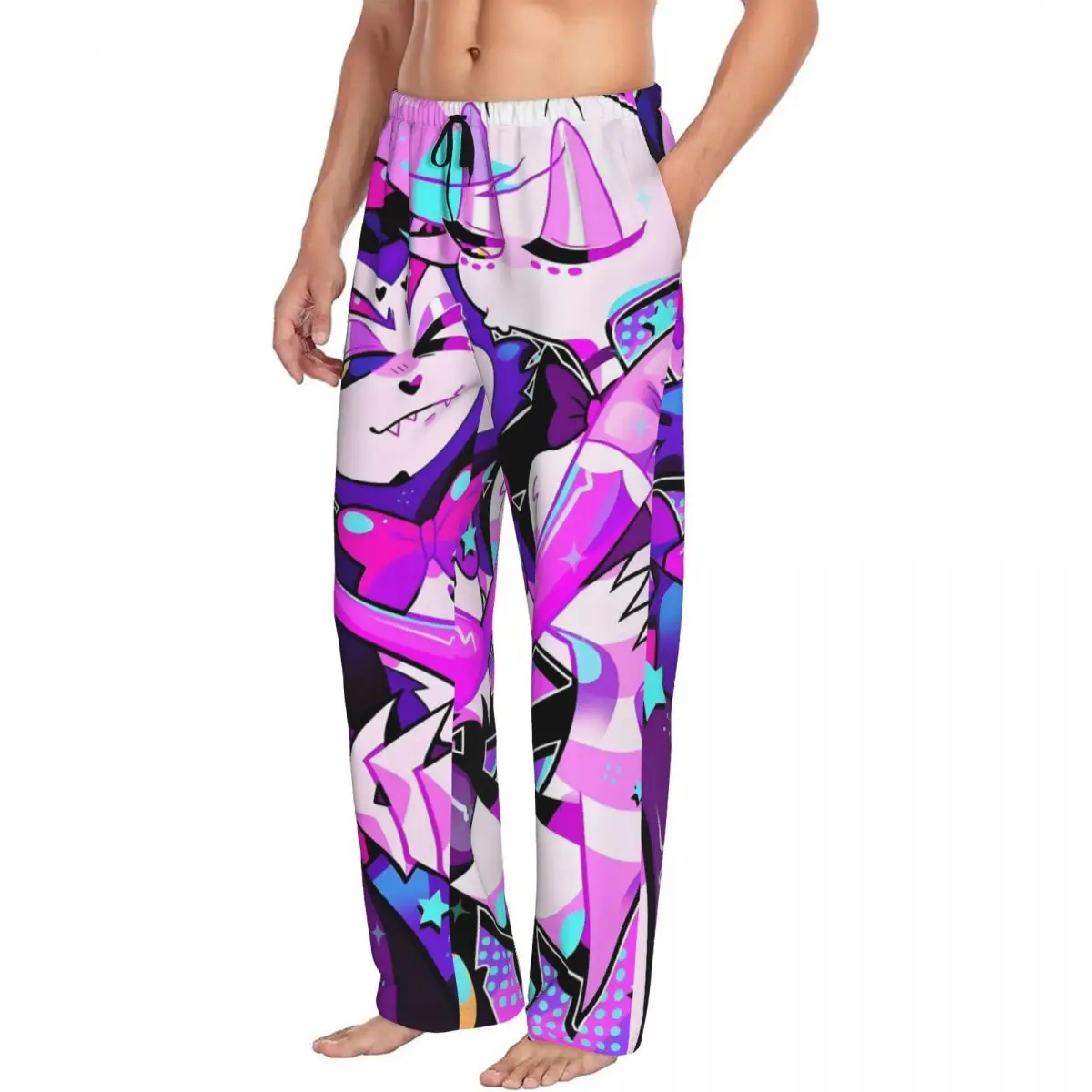 مخصص Hazbins أنيمي الفنادق بيجامة السراويل الرجال ملابس خاصة صالة النوم قيعان تمتد مع جيوب