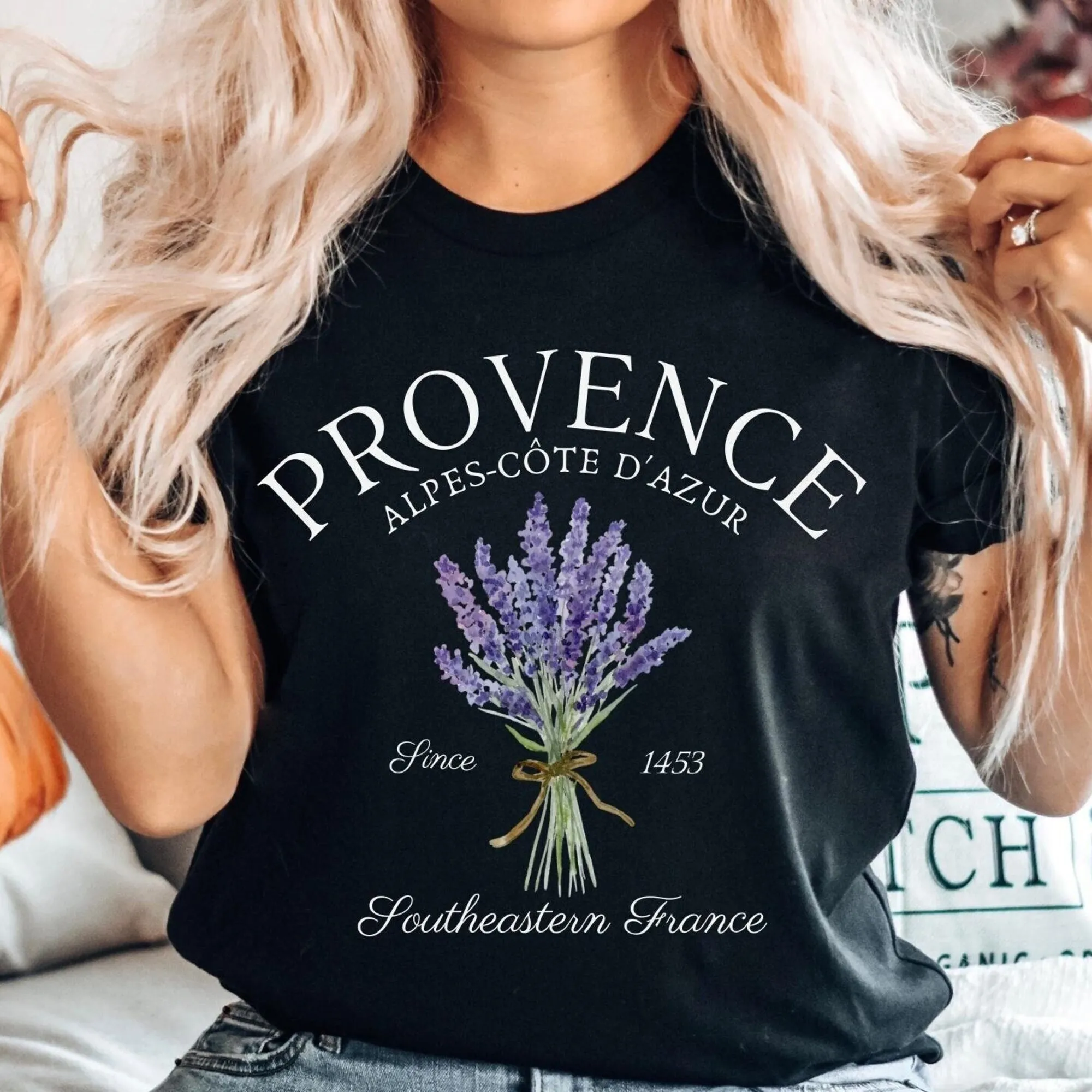 Provence France Shirt, Cote d'Azur Lavender T-shirt, French Riviera Tee