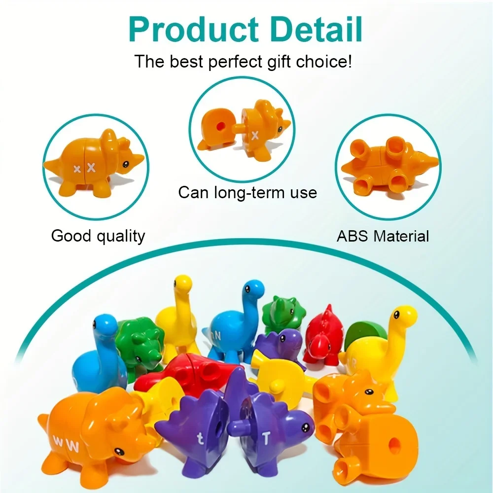 Dinosaurus Matching Game Alfabet Matching / Nummer Montessori Speelgoed voor kinderen Leren Kleuren Cijfers Letters