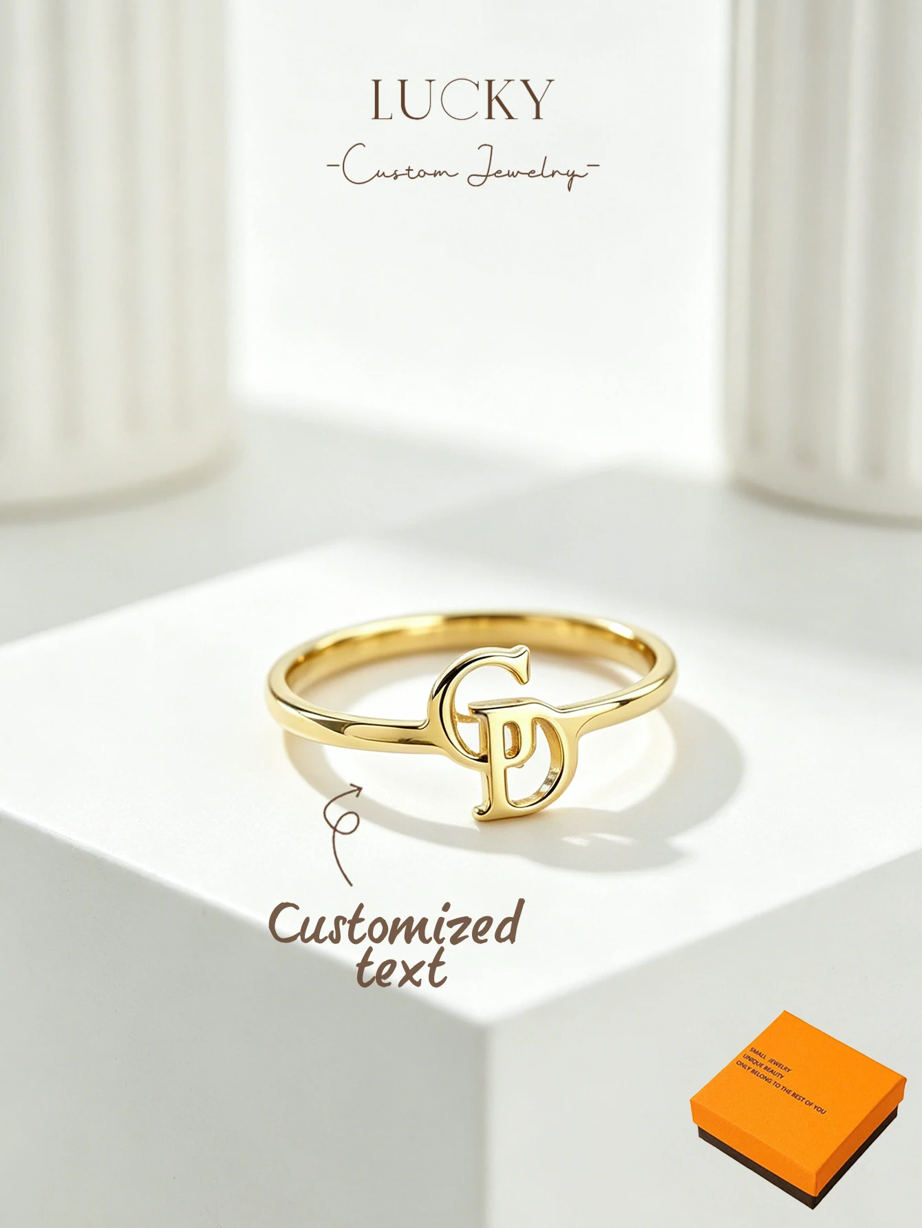 1 DIY custom women's open-end ring, customizable name, simple daily style, including gift box, suitable for women to wear