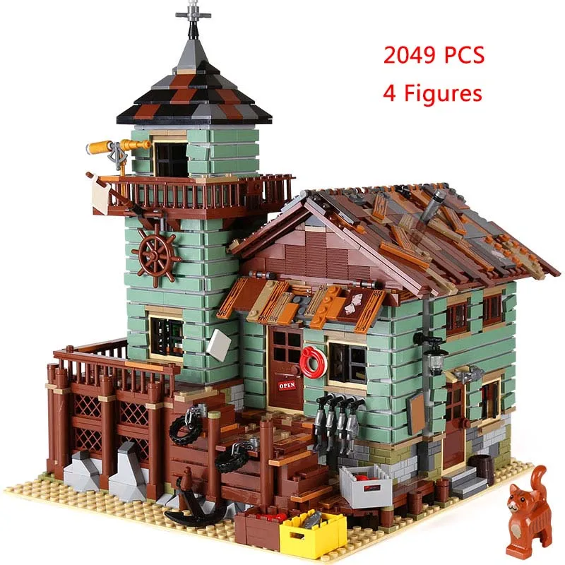 2049PCS Old Fishing Store House Building Blocks Bricks Model Compatible  21310 Birthday Toys Gifts 16050