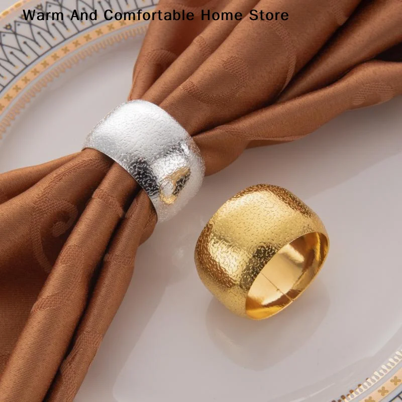 【W】Reusable Metal Napkin Rings Hammer Pattern Dinner Napkin Holders For Wedding Dining Table Decor