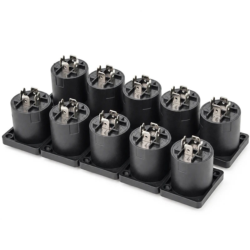 10PCS 4 Pin Female Speaker Jack Socket Connector Panel Mount Square Flange Twist Lock for PA Audio Loudspeaker Amplifier Cabinet