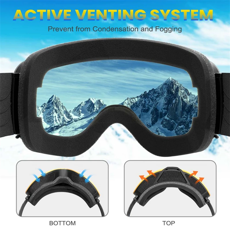 Ski brille mit gelber Linse uv400 Anti-Fog sphärische Ski brille für Männer Frauen Snowboard Skifahren Schneemobil Schnee brille otg