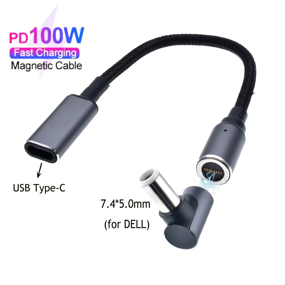 100W USB C magnetický kabel typ C na 7.4x5.0mm kolíček konvertor PD postit se nabíjení šňůra pro HP / rokle notebook nabíječka stejnosměrný 7.4*5.0