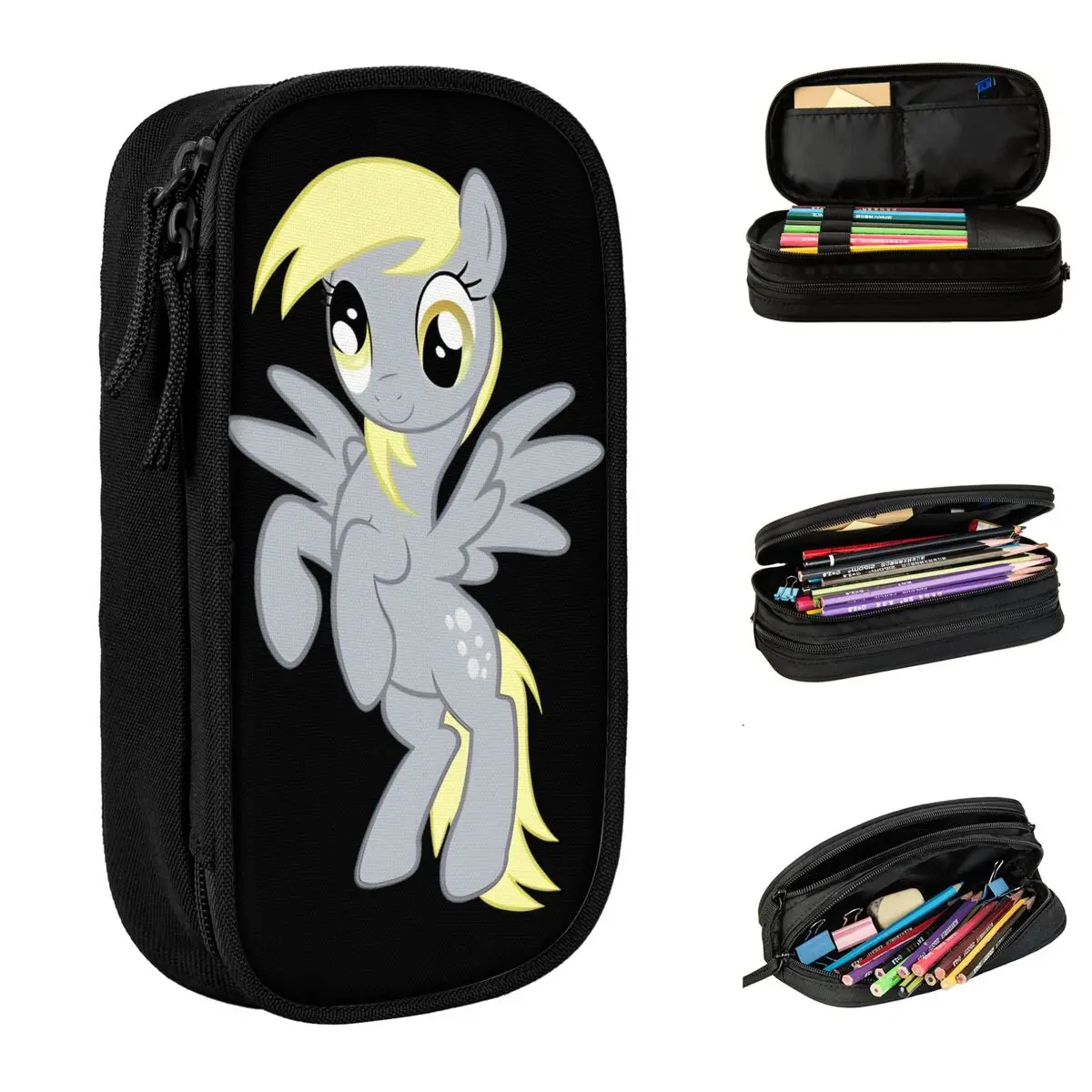 Derpy Hooves Pencil Cases Ponies friendship is magic Pen Holder Bag Student Big Capacity Students School Cosmetic Pencil Pouch