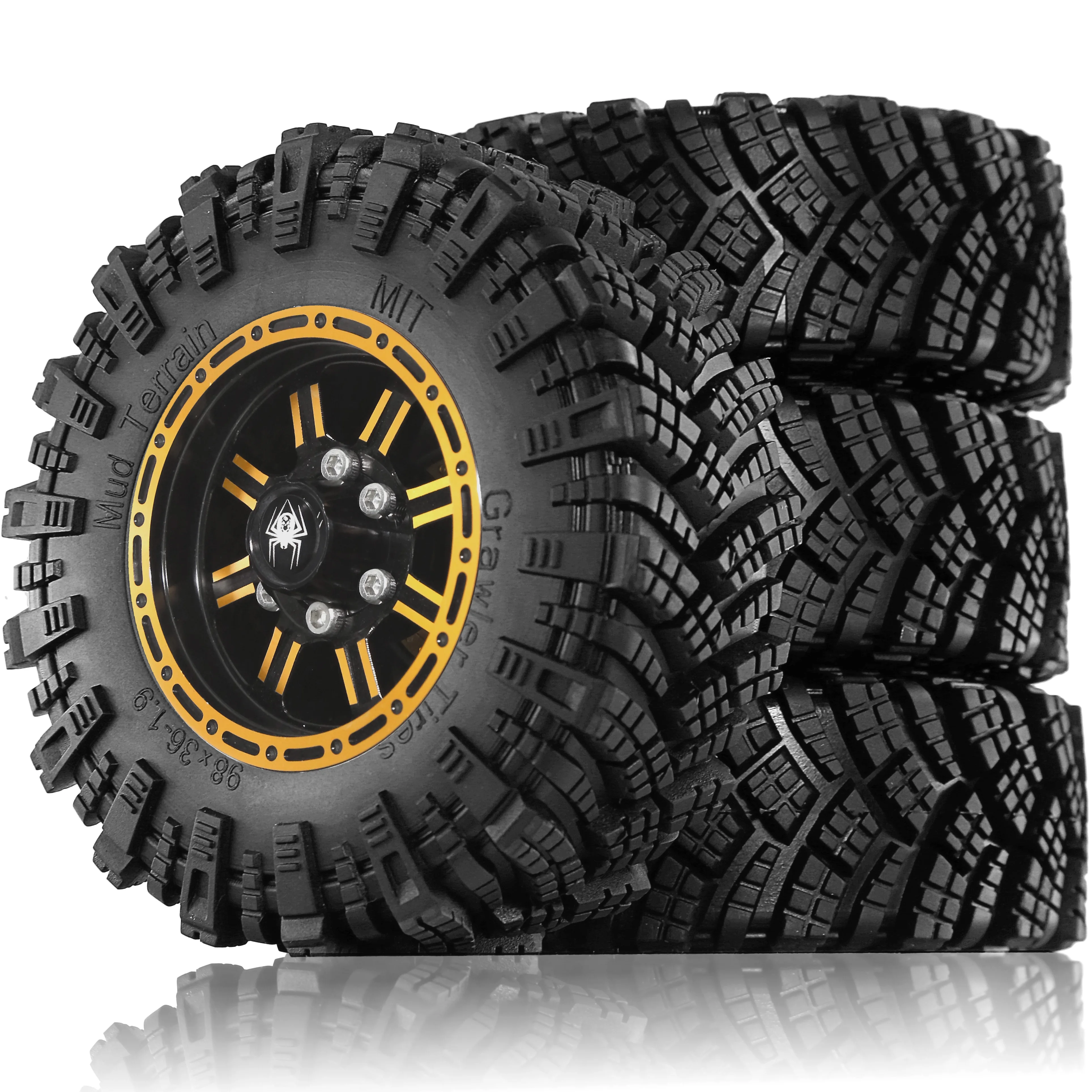 RC Car 4 Uds 98mm 1,9 "metal Beadlock llanta de rueda juego de neumáticos de goma para 1/10 RC Crawler Traxxas TRX4 RC4WD D90 D110 Axial SCX10 MST