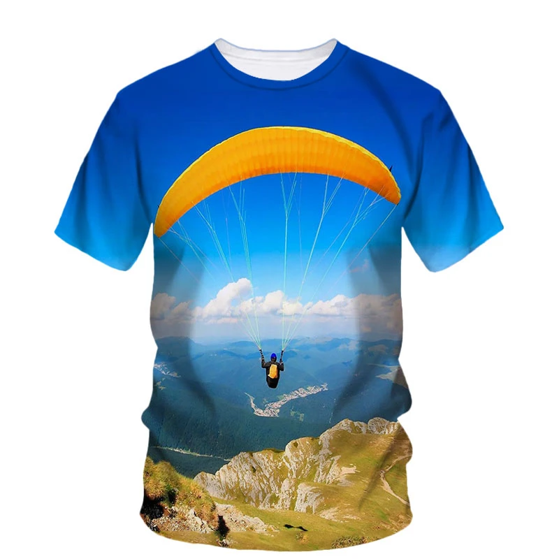 3d Printed Parachute Paraglider T-Shirt For Men Summer Fashion Street Tees Classic Round Neck Plus Size Short Sleeve T Shirts