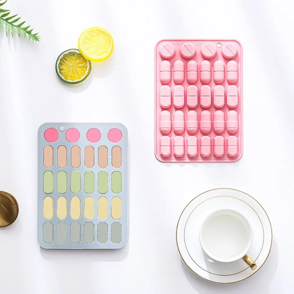 Silicone Capsule Shaped Mold 28 Cavity Design Flexible Pill Mold Tray Reusable Chocolate Mold
