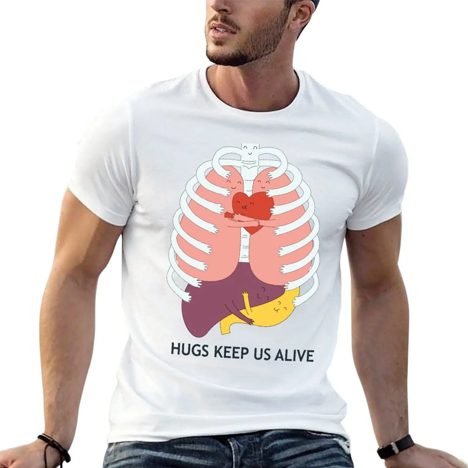 T-shirt Hug Keep Us Alive pour homme, t-shirts graphiques essentiels, t-shirts anime, t-shirt surdimensionné