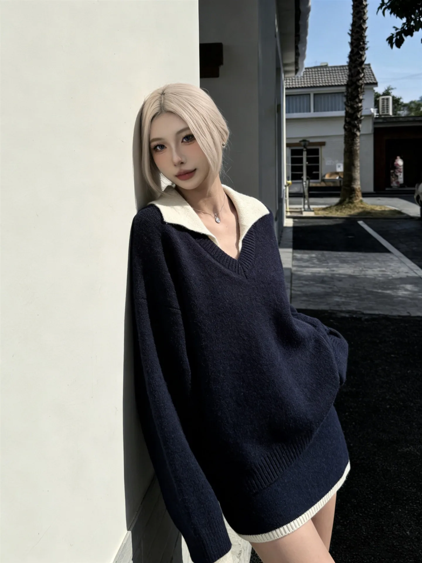 

Цветной комплект из вязаного свитера и юбки Blo Ne, женский модный весенне-осенне-зимний наряд, корейский свободный крой