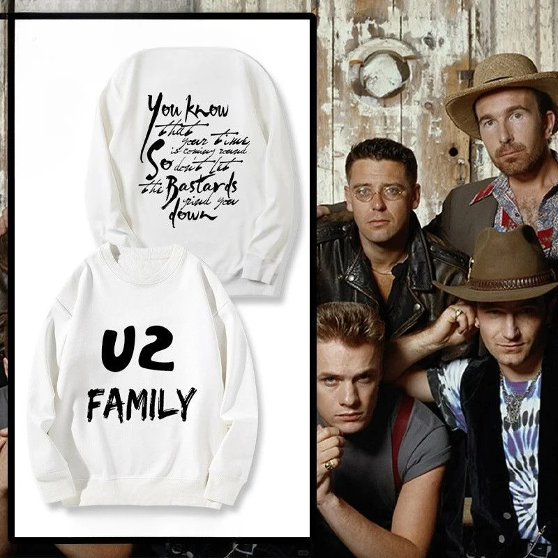 U2 Irish Rock Band Peripheral Rundhals-Hoodies für Männer und Frauen, langärmelige, lockere Freizeitkleidung für Herbst und Winter