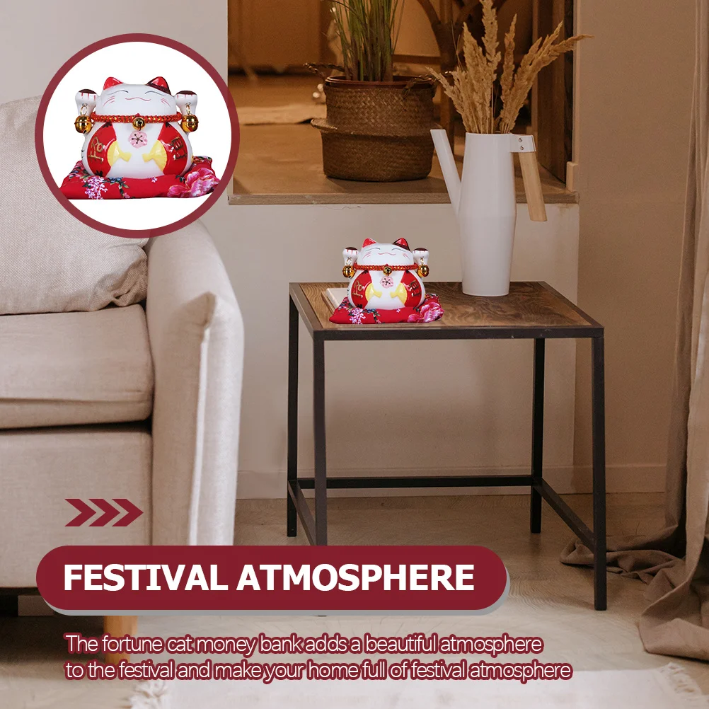 

Fortune Cat Ceramic Piggy Bank Mat Included Home Decoration Money Saving Pot Maneki Neko Storage Jar Lucky Charm