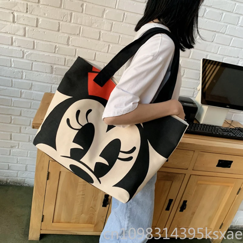 

Сумка на плечо большой емкости Disney, сумка-тоут с Микки Маусом для женщин и девочек на молнии, роскошная дизайнерская портативная сумка