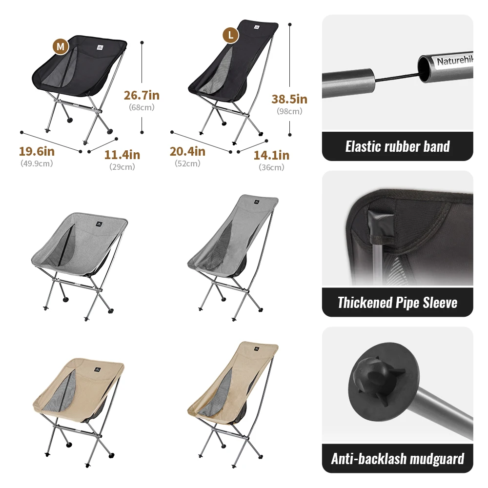 Naturehike Star Moon Chair L04 Ultralight Aluminum Alloy Outdoor Portable Folding Fishing Backrest Stool Camping Picnic Chairs