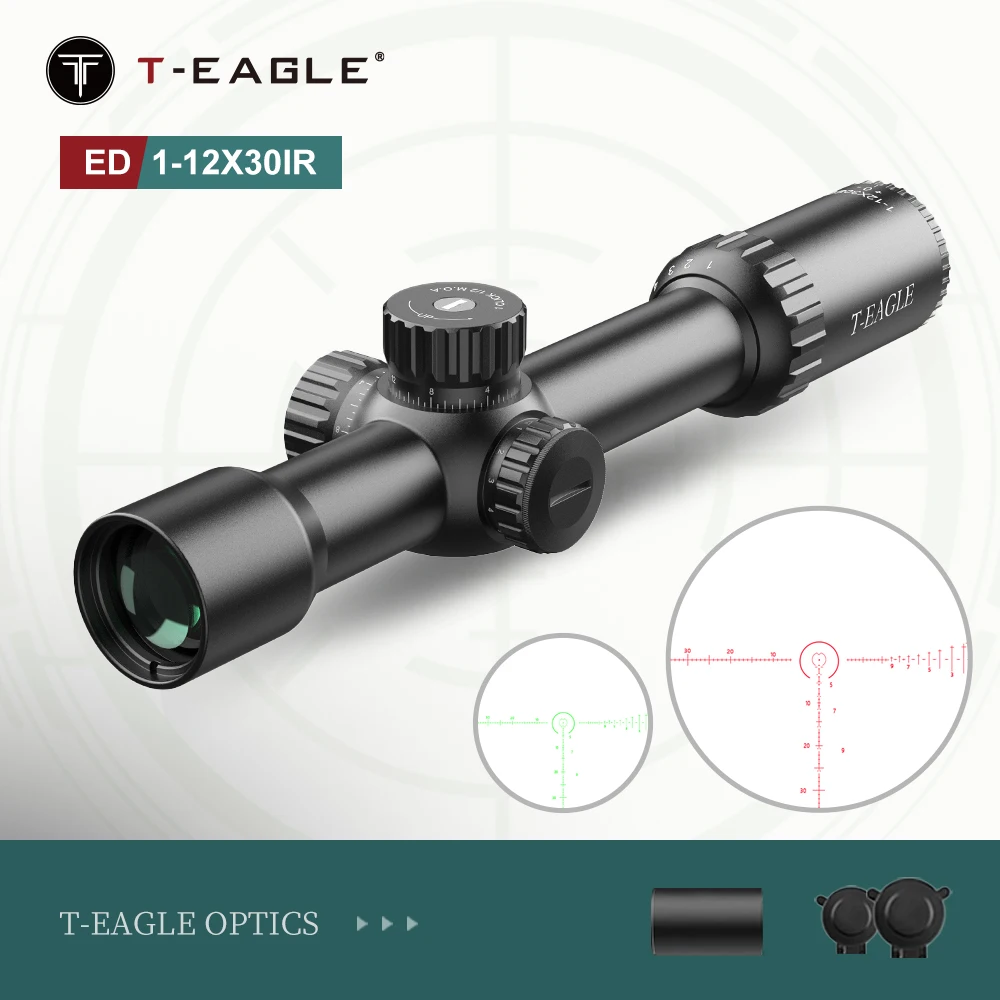 

T-EAGLE ED 1-12x30 IR Tactical Riflescope For Shooting And Hunting Illuminated R&G Rifle Scope Airsoft Lunetta fit. 308 AR15