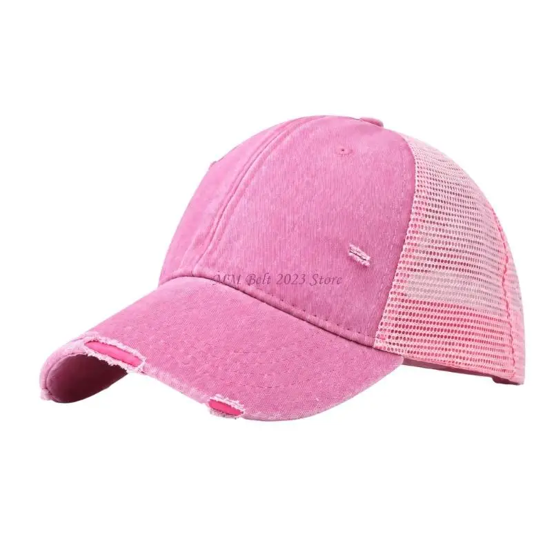 49ME Cotton Baseball Cap for Adults with Distressed Cutout Accents, Adjustable Closure, and Eye-Shading Curved Brims for Outdoor