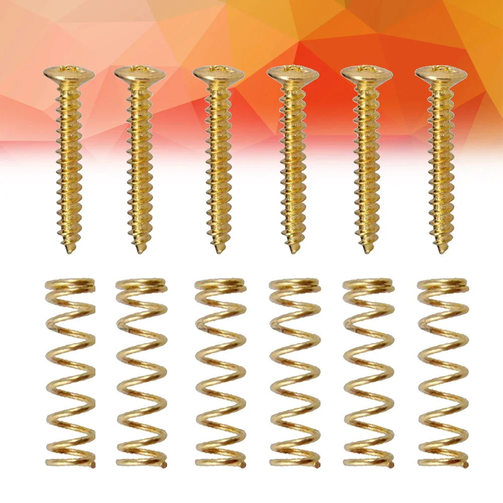 Pack of 6 Electric Guitar Single Coil Pickup Screws with Springs (Gold) pickup screws guitar pickup screws and springs