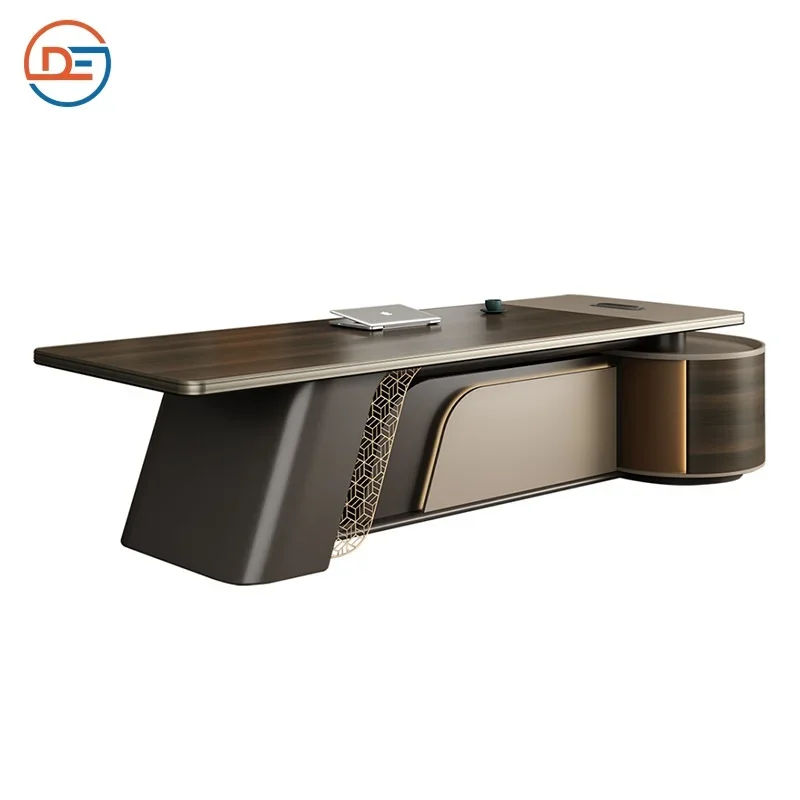 Modern Office Furniture Mdf Luxury Ceo Table L Shape Office Desk Manager Office Desk With Side Cabinet