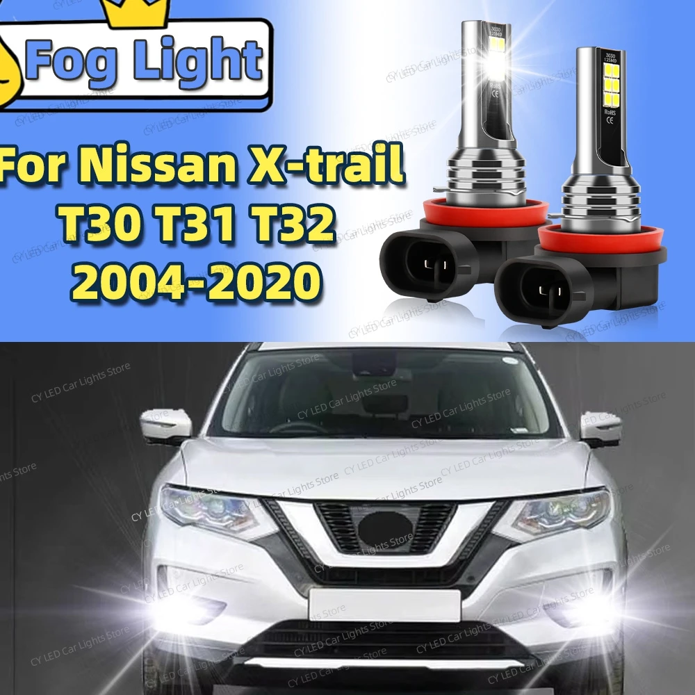 

2Pcs LED Car Front Fog Light Canbus Lamps Bulbs Fit For Nissan X-trail T30 T31 T32 2004-2020 2005 2006 2007 2008 2009 2010 2011