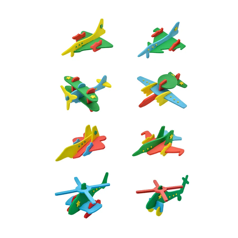 8 szt. Kreatywne puzzle 3D z pianki EVA w kształcie samolotów, edukacyjne, do samodzielnego montażu, układanka dla dzieci, rozwijająca kreatywność i zdolności.