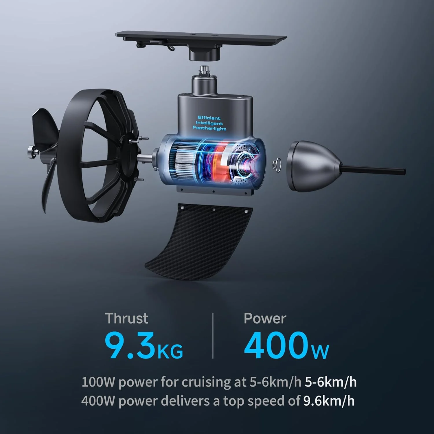 카몰레치 K4 400W 브러시리스 모터 키트 (카약/SUP) - 20파운드 추력, 블루투스 리모컨, 크루즈 컨트롤, 경량