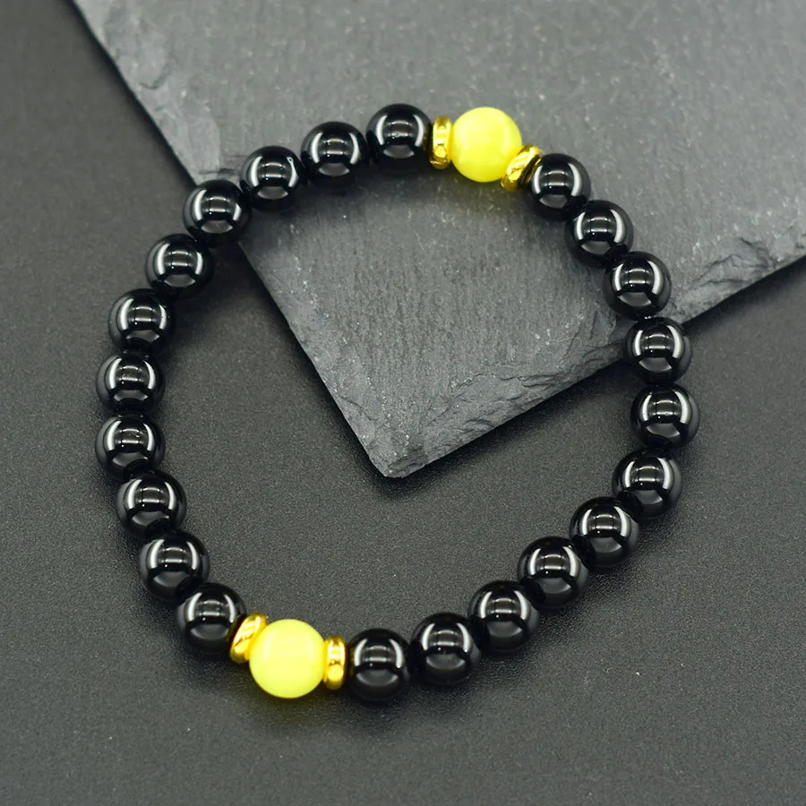 Natural Lemon Jade Bracelet Natural Obsidian Stone Bead Bracelet for Men Women Positive Energy Enhance Personal Charm Jewelry Gi