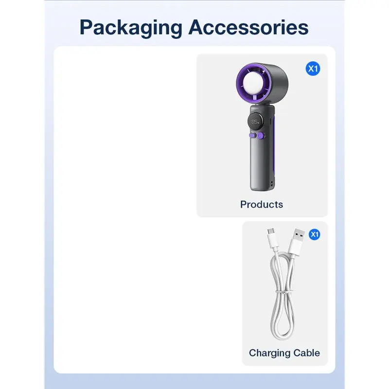 

B51CNEW! Portable Handheld Turbo Fan Outdoor Neck Hanging 100 Gear Speed USB Charging Fan For Outdoor Sports Travel Camping