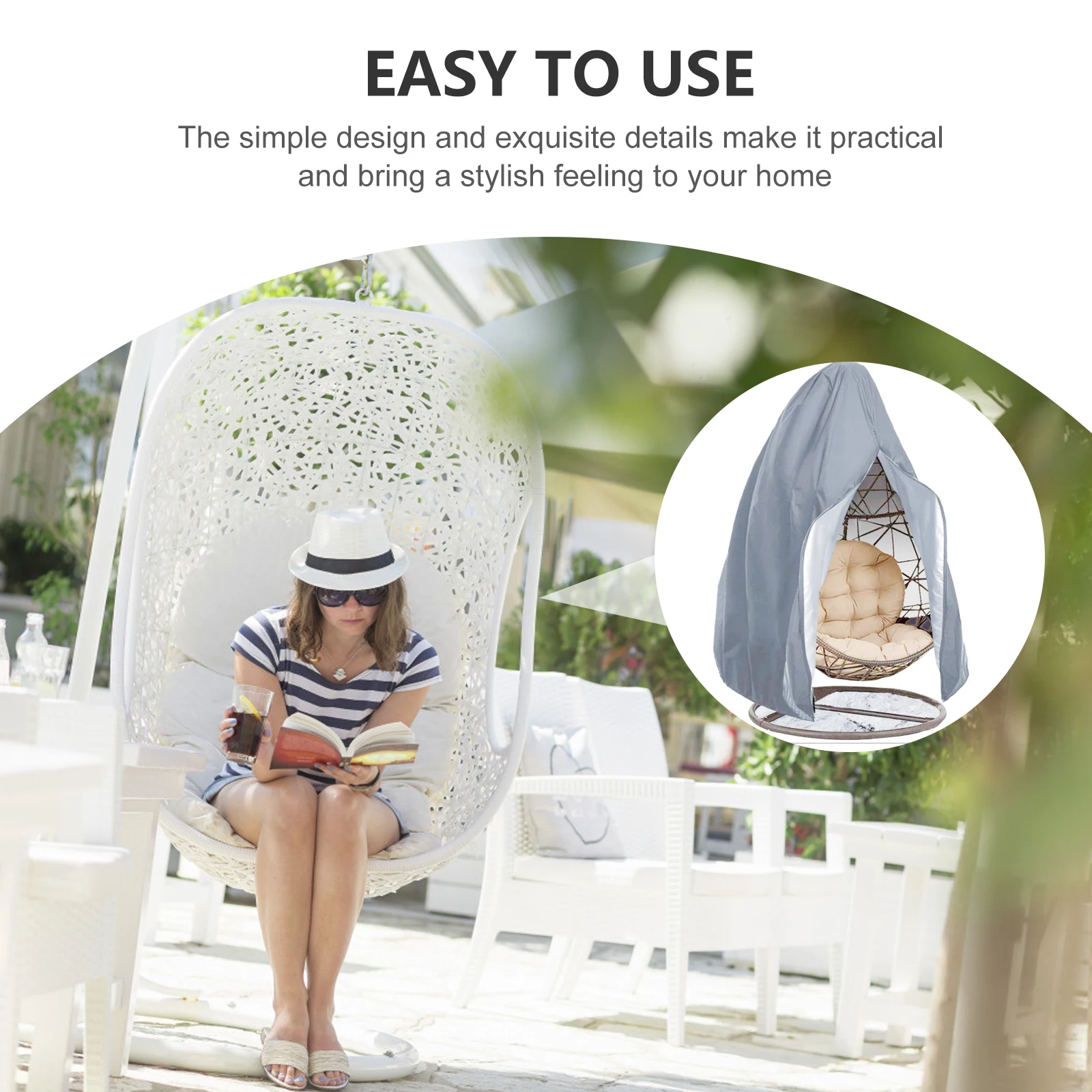 

Waterproof Swing Cover Dust Protector for Garden Chair Hammock Tent 210D Oxford Cloth Fade Resistant Durable Portable Home Decor