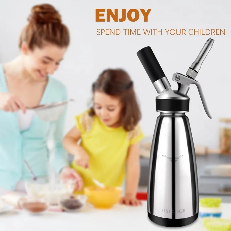 

Professional Whipped Cream Stainless Steel Cream Whistler with Silicone Packaging Whipped Cream Dispenser