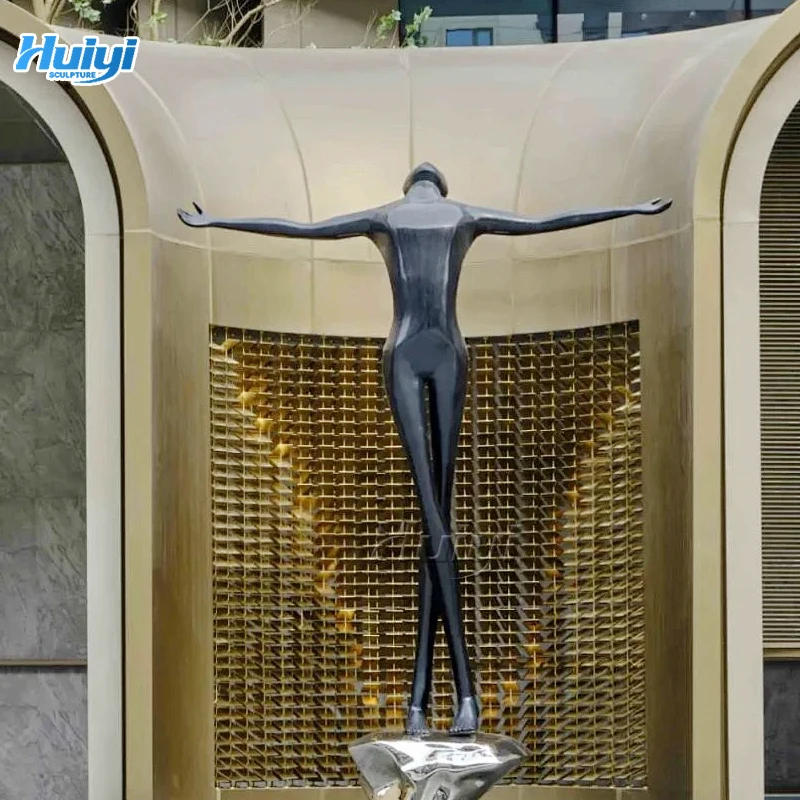 Life Size Modern Bronze Abstract Character Sculpture with Very Detailed Carving Cast Metal Statue for Hotel Lobby Decor