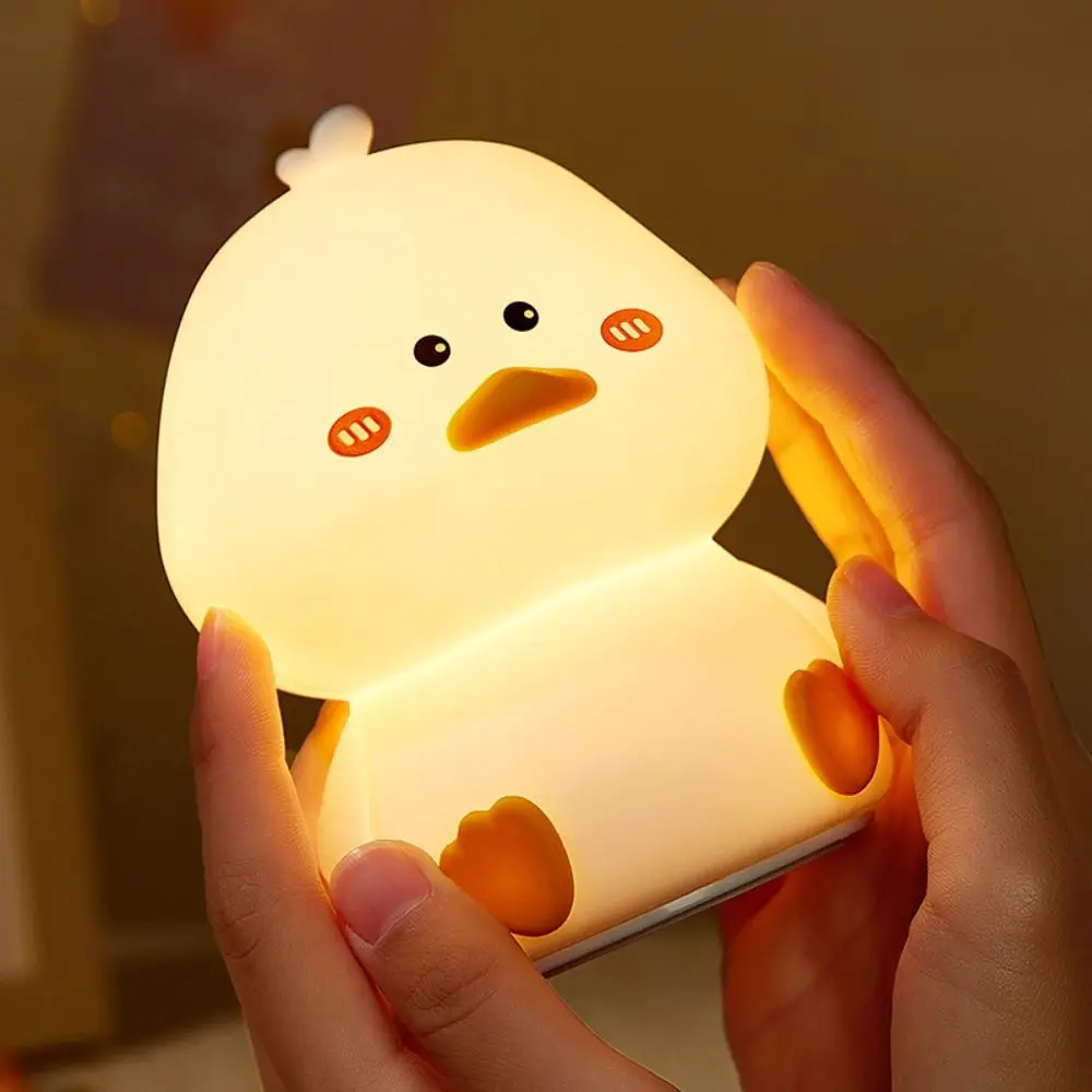 

Home Decor Silicone Duck Patting Lamp USB Charging Cute LED Night Light Soft Funny Sleeping Mood Light Gift