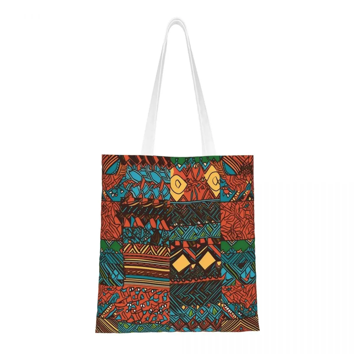 Bolso de lona africano brillante, gran capacidad, geométrico, Ankara Bolso de tendencia Unisex