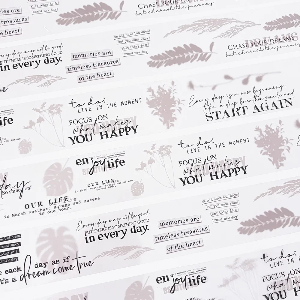 [Enjoy life] Simple journal English text plain tape whole roll flower letter journal decoration embellishment