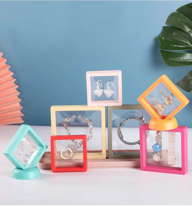 Bulk 3D Floating Frame Display Holder Stand Ornament Organizer Case Lot of 10 Travel Portable Suspended Gift Jewelry Storage Box