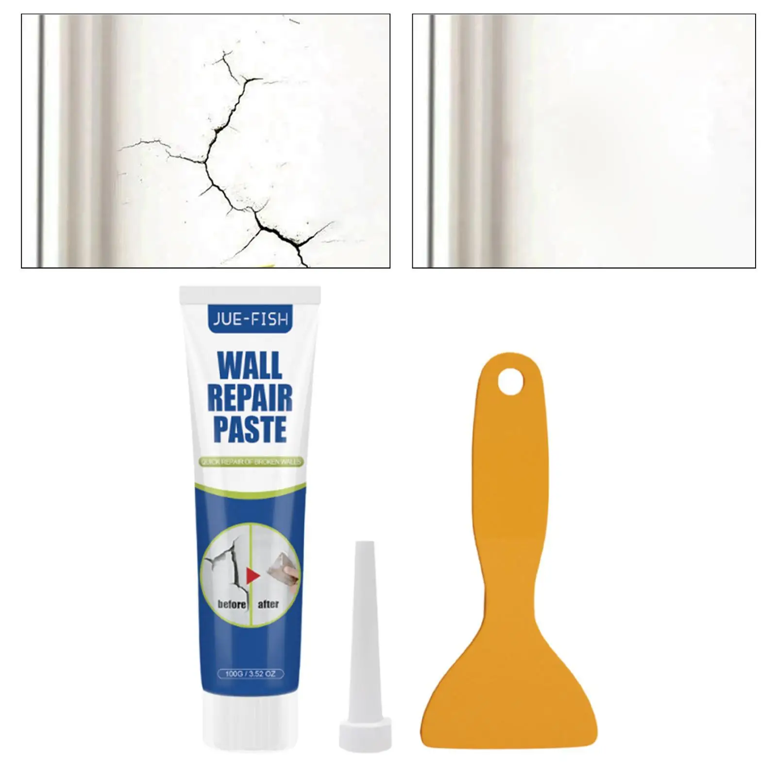 Kit di riparazione per cartongesso con raschietto, riempitivo per fori ad asciugatura rapida, pasta di riparazione per soffitti, appartamenti, crepe domestiche, cartongesso