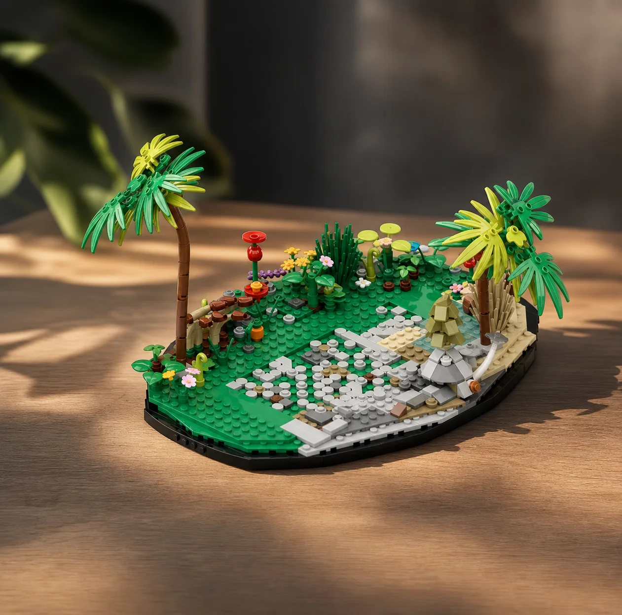 MOC Wildnis-Abenteuer Ausstellungsständer Bausteine Wald-Dschungel-Szene Diorama-Modell DIY Bausteine Montage-Set Geschenk