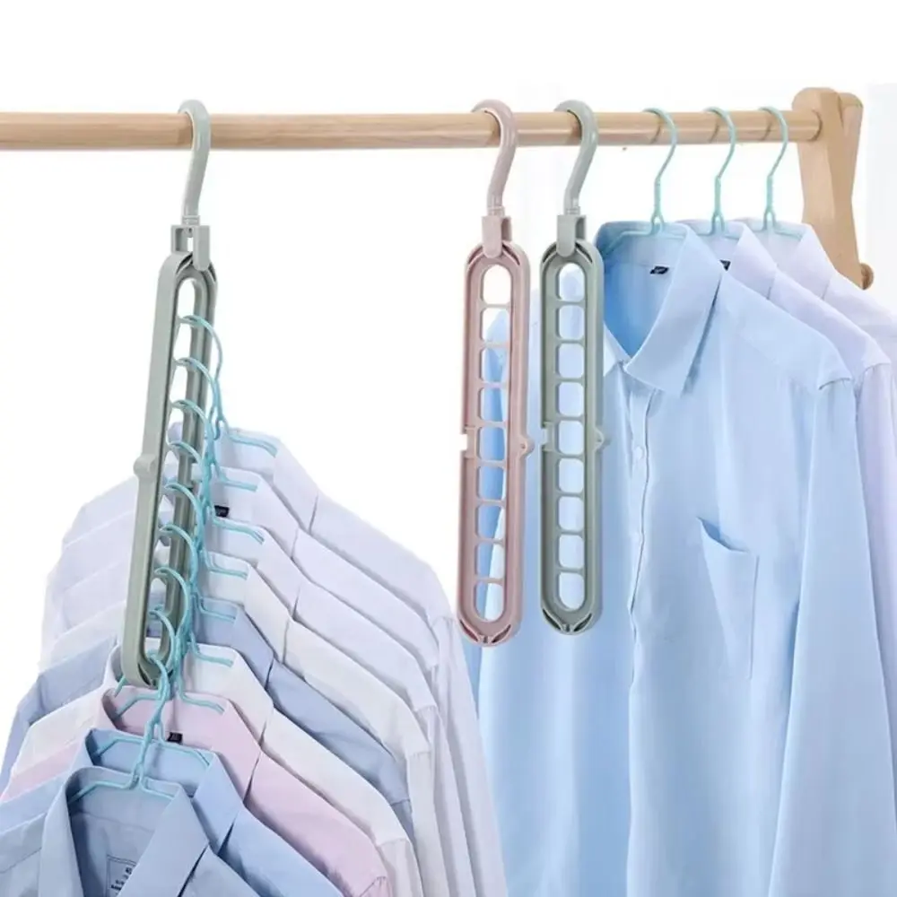 9-Hole Wardrobe Storage Rack Space-saving Anti-slip Clothes Drying Rack 360 Degree Rotation Folding Foldable Clothes Hanger view 3