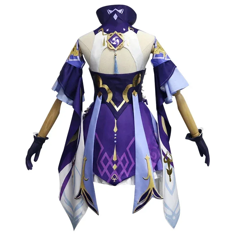 

Lolita Maid Uniform Cosplay Costume Genshin Impact Keqing Anime Halloween Carnival Dress with Gloves And Socks for Women