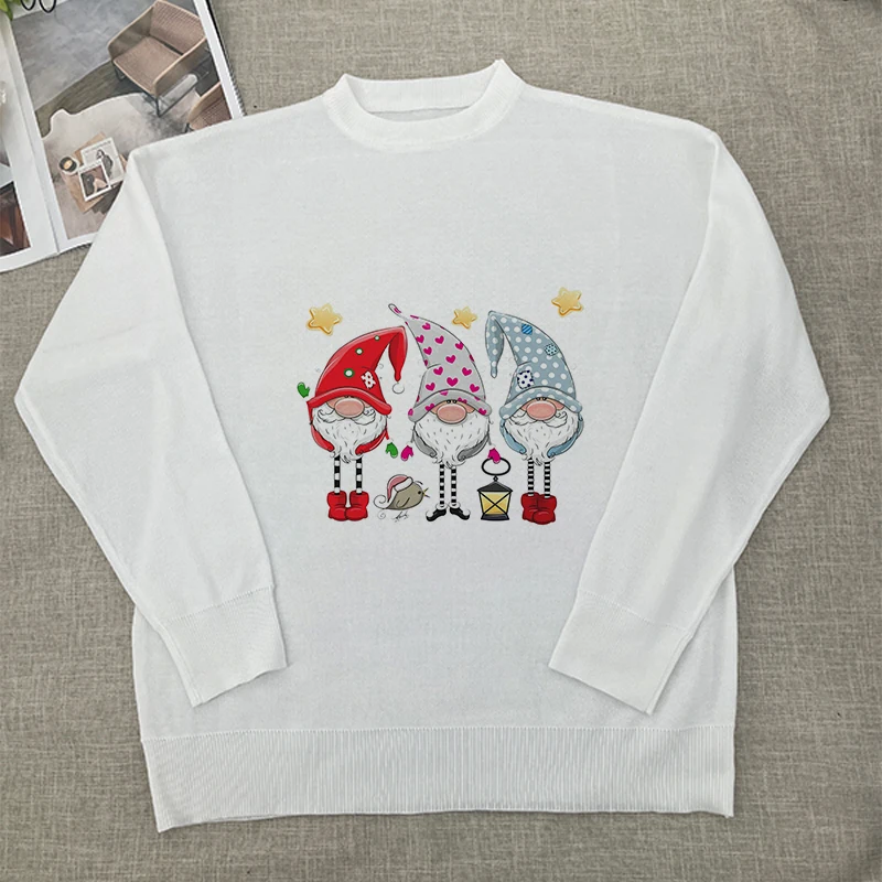 

Рождественский белый милый вязаный пуловер с круглым вырезом, женский зимний дизайн 2024, топы в стиле Харадзюку, женские свитера в стиле ретро с длинными рукавами Y2k Mujer