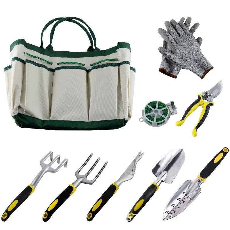 9Pcs Garden Tool Set with Storage Bag, Pruning Shear & Shovel Fit For Yard Plant Care