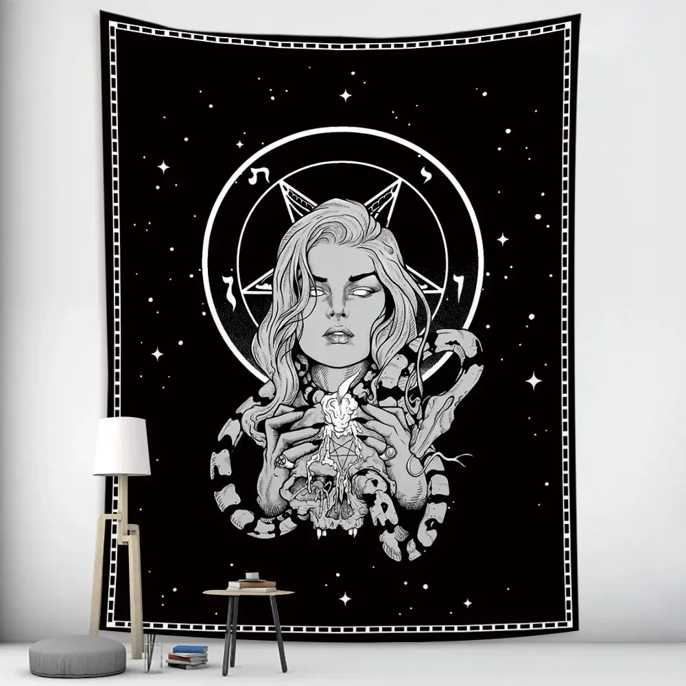 Dea Hecate tarocchi divinazione decorazioni per la casa stregoneria arazzo Mandala decorazione della parete Hippie Boho fasi lunari arazzo divano