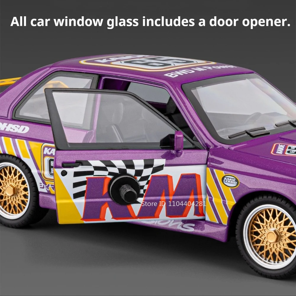 1:24 M3 M4 نموذج مصغر اللعب دييكاست سبيكة سيارة الجبهة عجلة القيادة مع ضوء الصوت التراجع المركبات الاطفال جمع الحلي