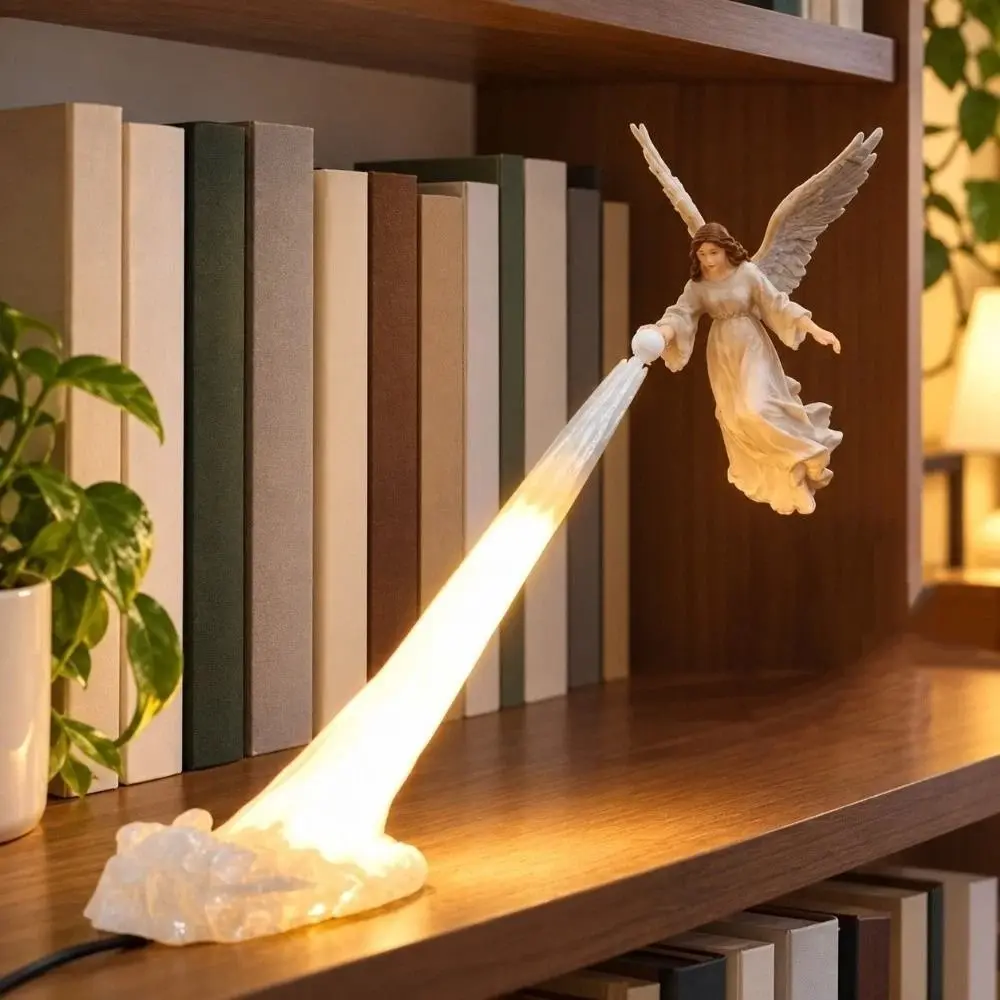 3D Printed Floating Angel Lamp Elegant Whimsical Angel Bookshelf Light Lightweight Creative Bookshelf Ornament Study Room