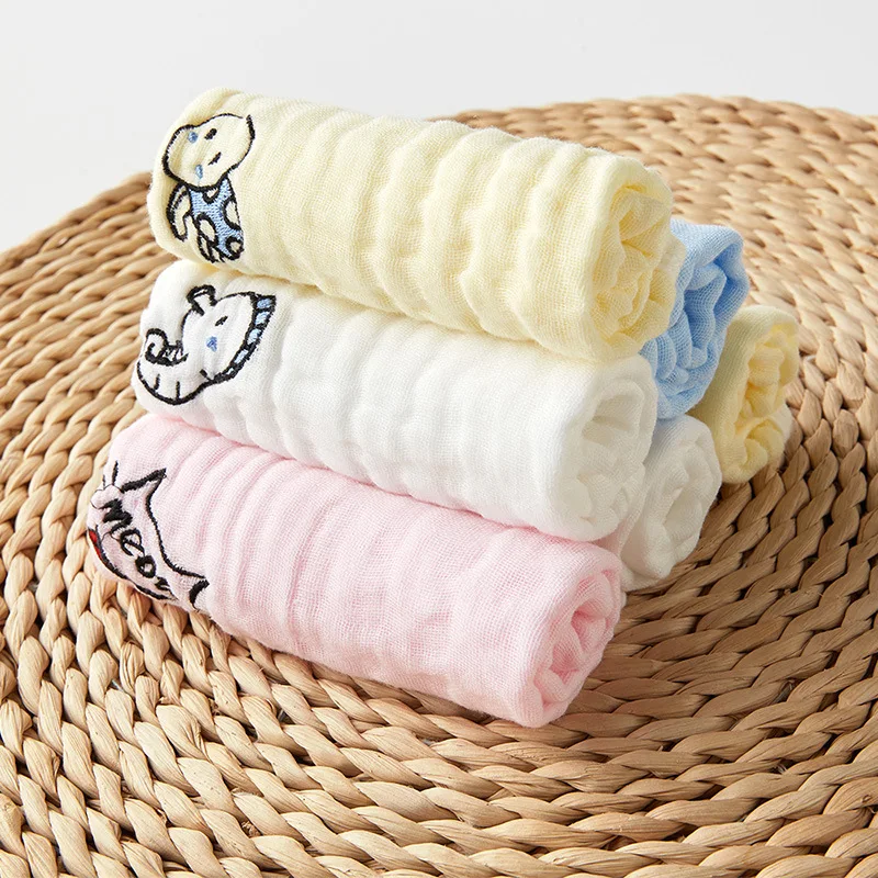 Cotton 6 Layers Breathable Super Soft And Absorbent 5 Pack Muslin Burp Cloths Sets for Baby