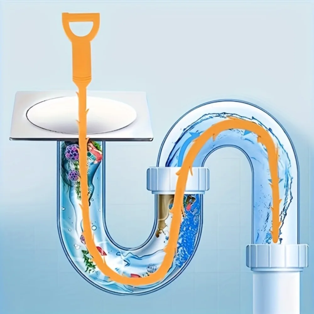 

Easy Hair Clog Cleaner for Drains – Barbed Plastic Pipe Snake, Uses for Bathroom, Shower & Kitchen Drain Maintenance