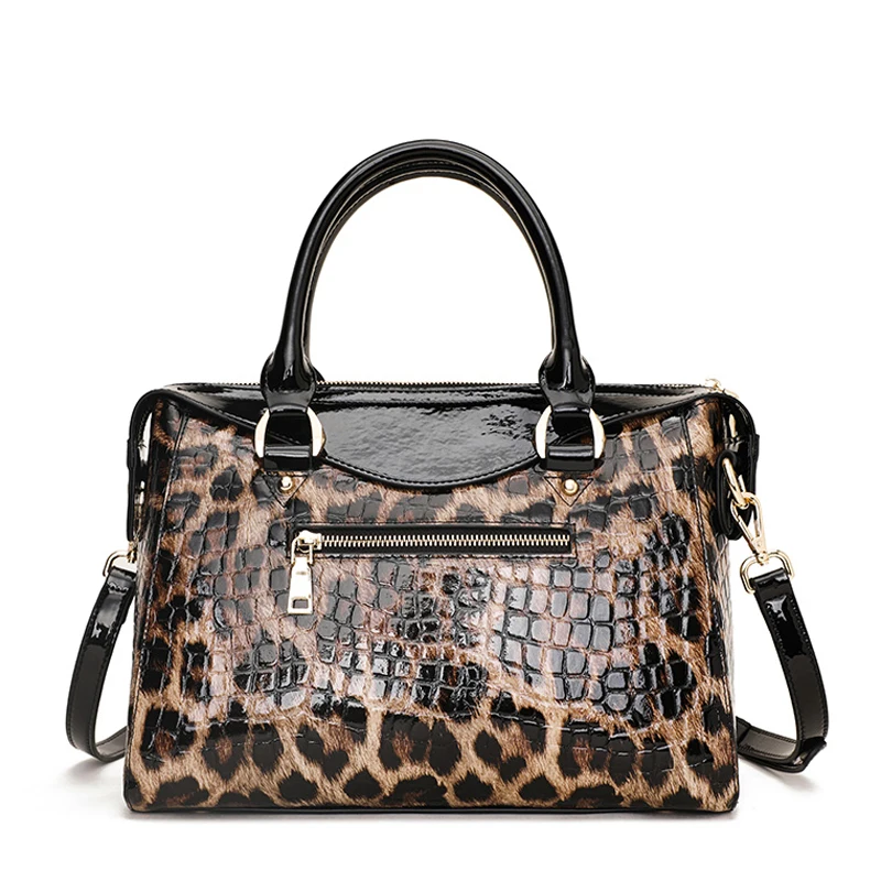 Aidrani Classic Leopard Pattern Genuine Leather Women's Bag Large Capacity Women's Handbag Cowhide One Shoulder Crossbody Bag